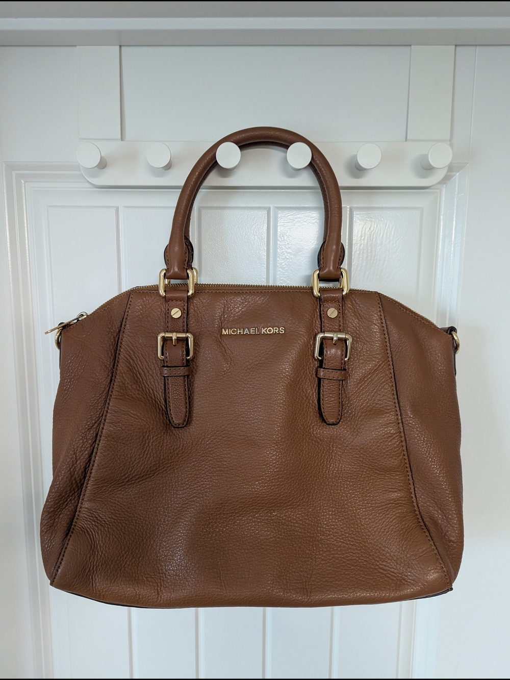 Michael Kors Ciara Acorn  Brown Pebble Leather Satchel Handbag